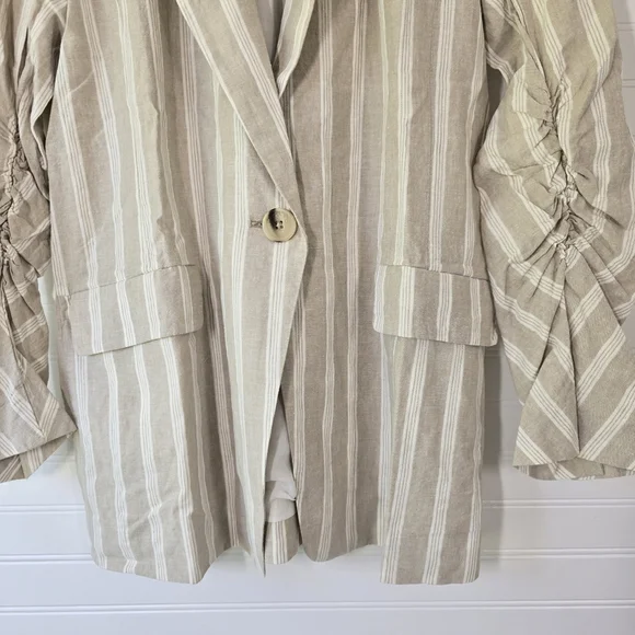 NWT Free People Linen Blend Fern Relaxed Oversized Blazer Dusty Beige Sm… - Picture 7 of 12
